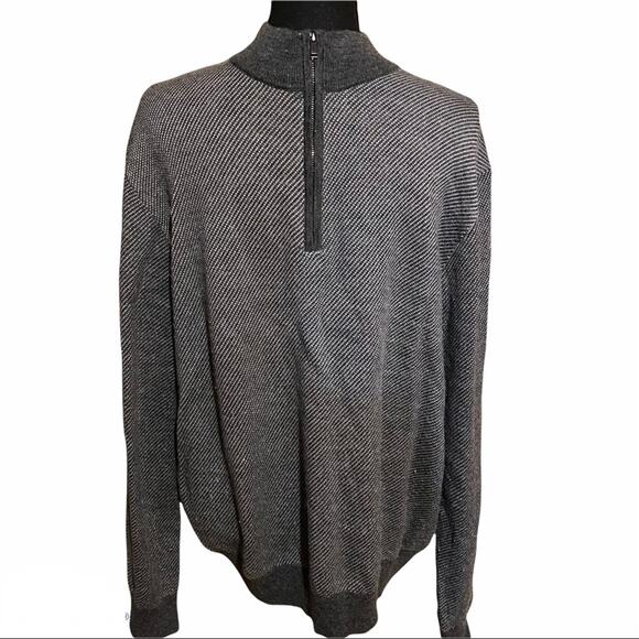 Toscano Merino Wool Quarter Zip Sweater Men's M Medium - Picture 1 of 7